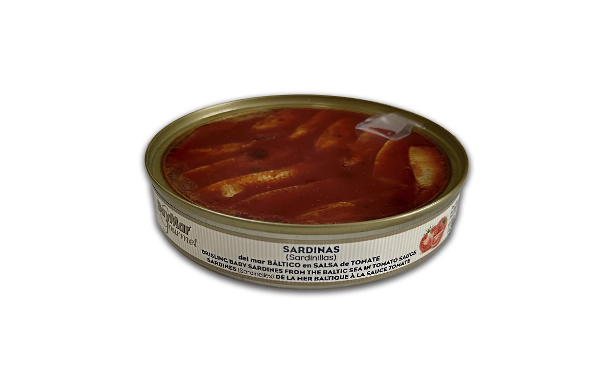 Sardinillas del mas Báltico en Salsa de Tomate 12/18 piezas. 120 ml. Easy peel transparente