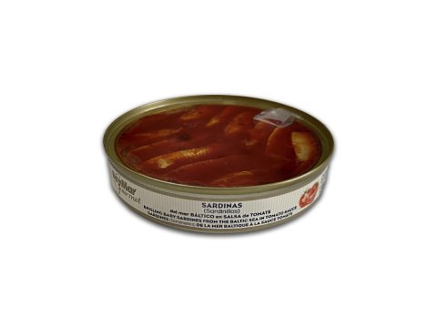 Sardinillas del mas Báltico en Salsa de Tomate 12/18 piezas. 120 ml. Easy peel transparente